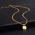 Skyrim Four Leaf Clover Women Necklace Stainless Steel Gold Color Snake Chain Choker for Women Girls Fashion Jewelry Wholesale. 