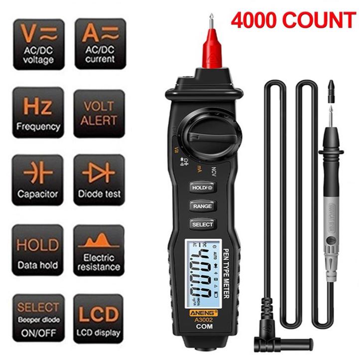 (New)4000 Count Non-contact Multimeter LCD Digital Multimeter AC/DC ...