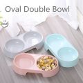 1Pc Cheap Candy Color Plastic Pet Double Bowls Creative Non-Slip Bowl Pet Food Water Feeder Dog Cat Bowl Pet Feeding Supplies.