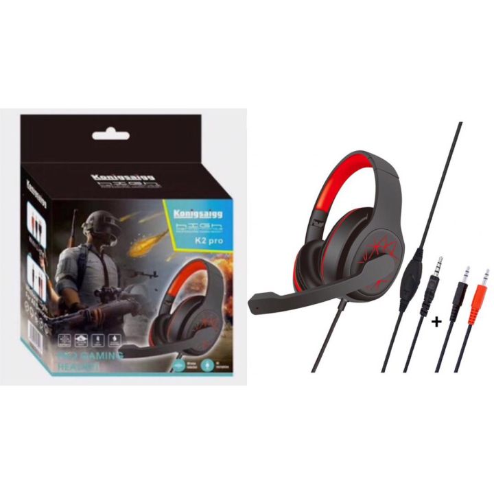 KONIGSAIGG K2 Pro Over Ear Bass Stereo Surround Gaming Headphone Headset With Microphone