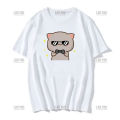 Cute Peach Cat Cartoon Couple Print Shirt Unisex Shirt Gray Sent Flowers To Peach T Shirt New Style Lovers' Clothes Casual Tee. 