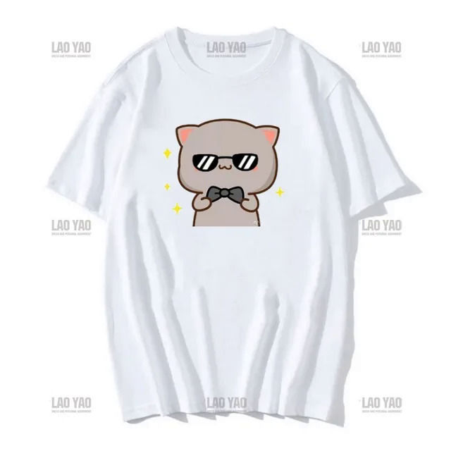 Cute%20Peach%20Cat%20Cartoon%20Couple%20Print%20Shirt%20Unisex%20Shirt%20Gray%20Sent%20Flowers%20To%20Peach%20T%20Shirt%20New%20Style%20Lovers'%20Clothes%20Casual%20Tee%20-%20Image%208