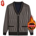 Old Men's Clothes Men's Grandpa Sweater Autumn and Winter Fleece-Lined Warm Grandpa Autumn Clothes Dad Knitted Cardigan Old Coat. 