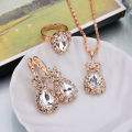 6 Colors Necklace/Earrings/Rings Jewelry Sets Hoop Earrings Water Drop Earrings Red Jewelry Set Rhinestones For Women.