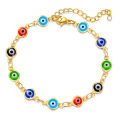 1 pc Luck Evil Eye Bracelets For Women Men Jewelry Gold Color Link Chain Colorful Enamel Bacelet 19.2cm Long. 