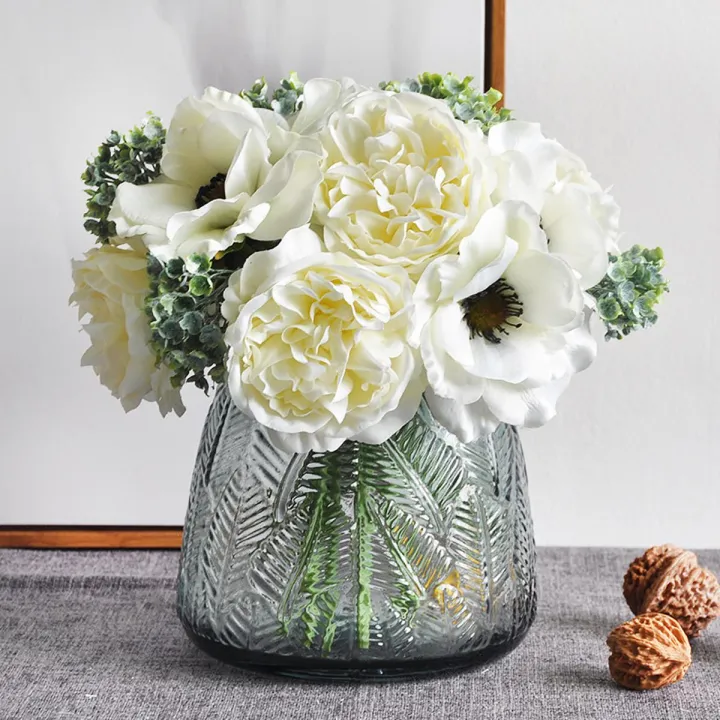 Nordic Fresh Simple Fragrant Mountain Peony Bouquet Anemone Artificial Flowers Fake Flowers Wedding Bride Holding Bouquet