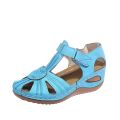 Cross border plus size women's shoes 2020 spring European and American style wedge heel cut-out women's sandals Amazon new beach sandals.