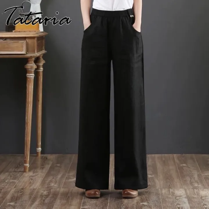 Women%20Cotton%20Linen%20Pants%20Casual%20Plus%20Size%20High%20Waisted%20Pants%20Orange%20Wide%20Leg%20Loose%20Trousers%20Female%20Gray%20Elegant%20Streetwear%20-%20Image%204