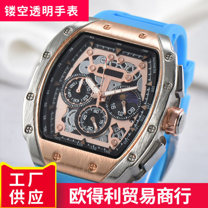 New Men's Business Multifunction Six-Pin Wine Barrel Watch Quartz Calendar Tape Watch Factory Wholesale