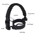 Paracord Handle Strap for Hydro Flask 2.0 Wide Mouth Water Bottles Carrier with New Safety Ring Holder, Plus one Anti-Slip Silicone Bottom Boot Cover fit 32oz and 40oz. 