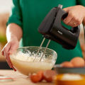 Philips HR3705/10 300W Hand Mixer – Lightweight, 5-Speed Control, Stainless Steel Accessories (Black).