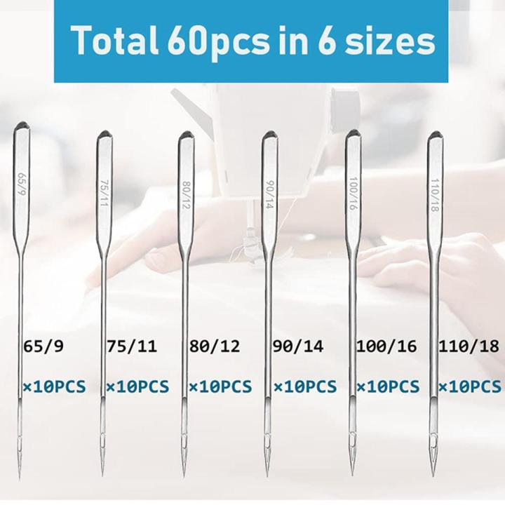Sewing Machine Needles, 60Pcs Universal Ballpoint Sewing Machine Needles Sewing Machine Accessories for Denim Jeans