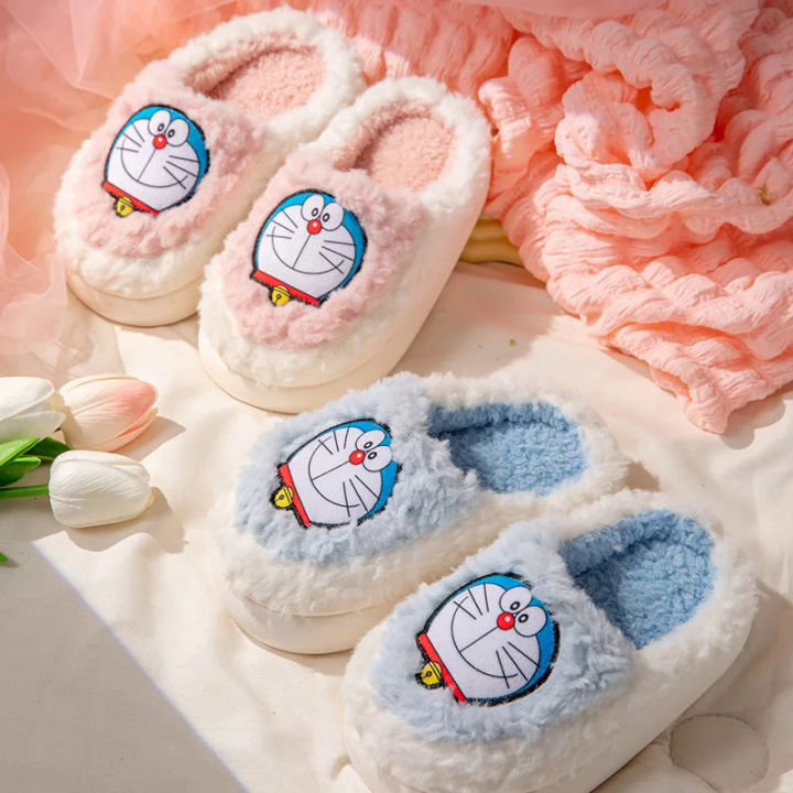 Kawaii Cartoon Anime Doraemon Children's Cotton Slippers Autumn and Winter Baotou Home Girls and Boys Cute Cotton Slippers