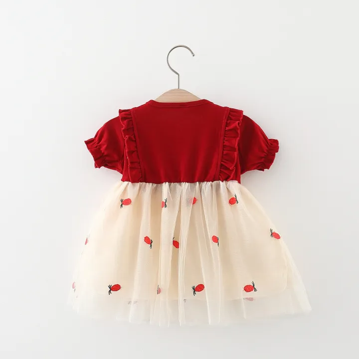 %EF%BC%88NEW%EF%BC%89Kids%20Outfit%20For%20Girls%20Summer%20Cute%20Pineapple%20Mesh%20Patchwork%20Short%20Sleeved%20Dress%20For%20Kids%20Girls%20Baby%20Girl%20Korean%20Version%20Bow%20Princess%20Dress%20With%20Bubble%20Sleeves(0-3%20Years%20Old)%20-%20Image%202