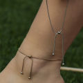 Fashion Simple Adjustable Slider Anklets Chain Bracelets For Women Girl Titanium Steel Jewelry Bangle Retro Minimalist Style Ankle Gift 1Pcs.