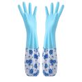 High Quality Silicone Hand Gloves With Foam Durable for Dishwashing and Household Cleaning - Waterproof, Long Cuff, Flock Lining, Non-Slip Thermal Grip. 