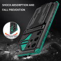 Quiberk for Samsung Galaxy S24 Ultra 5G Card Slot Case Camera Lens Protector Stand Shockproof Hard Cover.