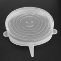 6 PCS Transparent Reusable Silicone Food Pot Lid Bowl Covers Envelope Stretchable Conservative Film.