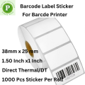 For Inkless Printing  Barcode Tag, Price Tag, Label Tag, Band Logo etc. 1 Roll 1000 PCS Sticker Per Roll, Size 38mm x 25mm, DT. 