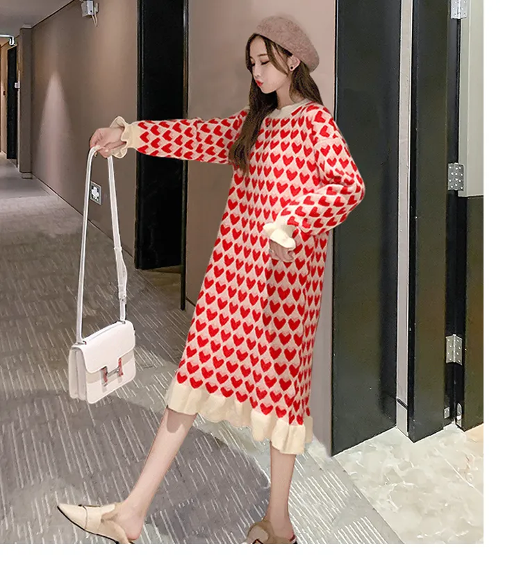 Autumn Winter Warm Sweater Maternity Dresses Fashion Knitted Pregnancy  Dress Casual Loose Maternity Clothes For Pregnant Women | Daraz.com.bd