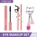 Erya PINKFLASH The Hottest Beauty Makeup Set 3pcs Set Mascara + Eyeliner + Eyebrow pencil / Eyelash curler Day And Night Waterproof Eye Makeup Set. 