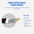 AMPCOM CAT7 Ethernet Cable (10G 600MHz), Shielded Flat RJ45 Network Patch Cord, 50u Gold Plated Lead, Polyester Braided. 