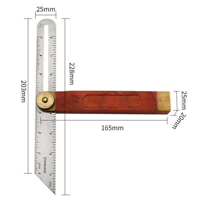 Gc Ruler GC 9inch Stainless Steel Sliding Angle Ruler With Wooden Handle Multi ...