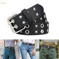 Double Grommet Belt, Punk Belt Adjustable Women Men Belt Double Hole Eyelet Belt Jeans Belt.