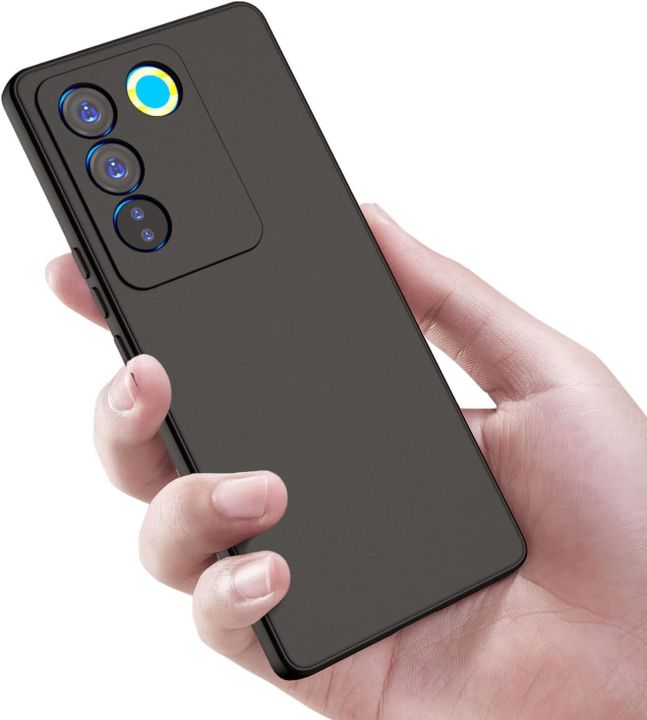 Vivo%20V27/V27%20Pro%20Silicone%20Matte%20Flexible%20Soft%20Phone%20Case%20-%20Black%20-%20Phone%20Back%20Cover%20-%20Image%202