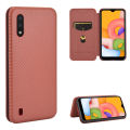 lthmy for Samsung Galaxy A01 Carbon Fiber Magnetic Closure with Card Slot Flip Case Cover.