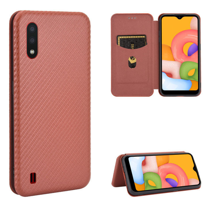 lthmy%20for%20Samsung%20Galaxy%20A01%20Carbon%20Fiber%20Magnetic%20Closure%20with%20Card%20Slot%20Flip%20Case%20Cover%20-%20Image%202