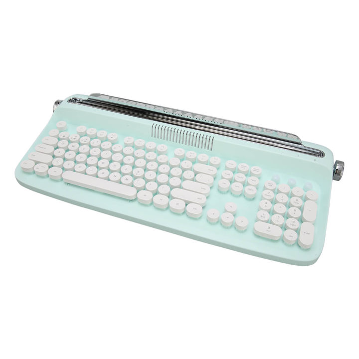 Wireless Typewriter Keyboard Retro Style 104 Keys BT5.0 Integrated Stand Tablet Keyboard for Smart Phone Laptop Green