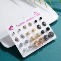 New Fashionable Trendy 12 Pairs =24 Pcs Mixed Designs Pearl Stud Earrings for Girls Simple Stylish New Collection - Earring for Women Simple - Earrings Set for Girls Stylish. 