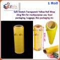 Plastic Soft Stretch Yellow Wrap 14 inch 1 Roll 2 Kg Strong Stretch Wrap Cling Film for Food Packing / Luggage Packing / Box Wrapping etc. 