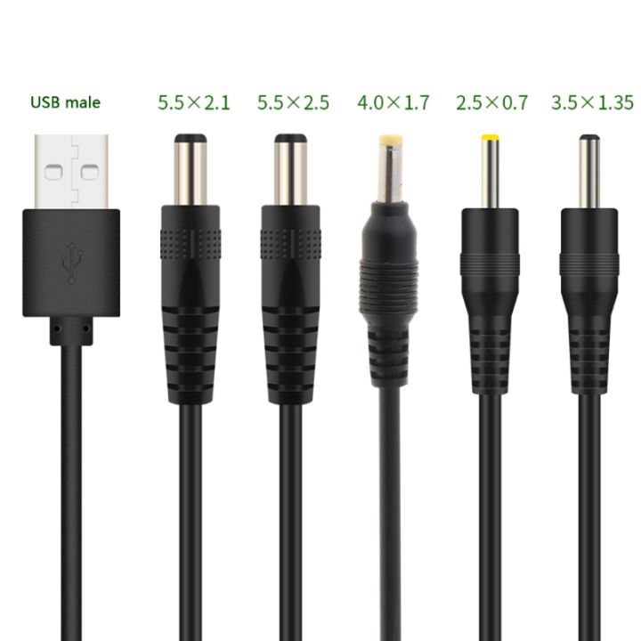 USB to DC Port Charging Cable Cord DC/5.5x2.1 5.5x2.5 3.5x1.35 4.0x1.7 2.5x0.7