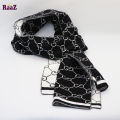 Black And White Premium Knitted Logo Scarf Muffler.