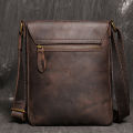 Vintage Brown Crossbody for Men Genuine Leather Men's Casual Shoulder Bag Fashion Design Sling Bag 7.9 inch ipad Phone Bag.