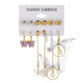 6 Pairs Korean Charm Gold Butterfly Stud Earrings Set For Women Girls Fashion MJD. 