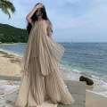 Beach long seaside vacation dress, high-end divine dressing, large and elegant fairy style suit dress. 