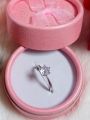 Box Free Silver Metal Zircon Stone Finger Ring For Girls.