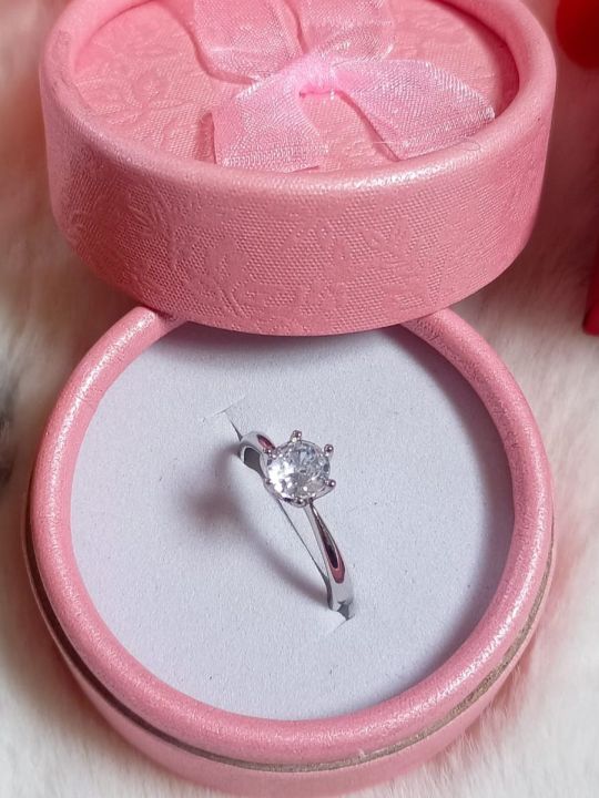 Box Free Silver Metal Zircon Stone Finger Ring For Girls