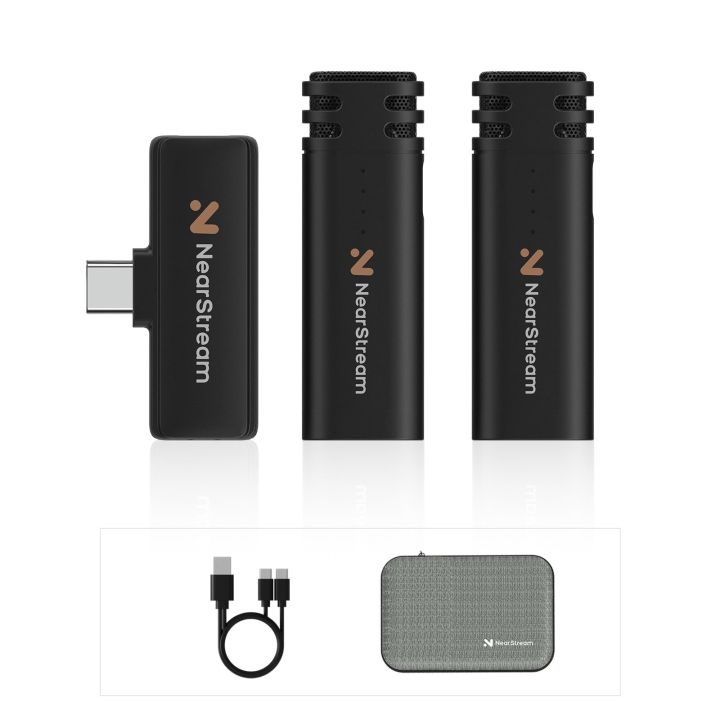 Nearstream AWM10T Wireless Lavalier Microphone for iPhone iPad Android Lapel Mic for Vlog Interview Live Streaming