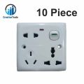 Bundle of 10 Pieces 5 Pin Multi Function Universal Wall Gang Socket - Gang Universal Socket Easy to Use and Maintain. 