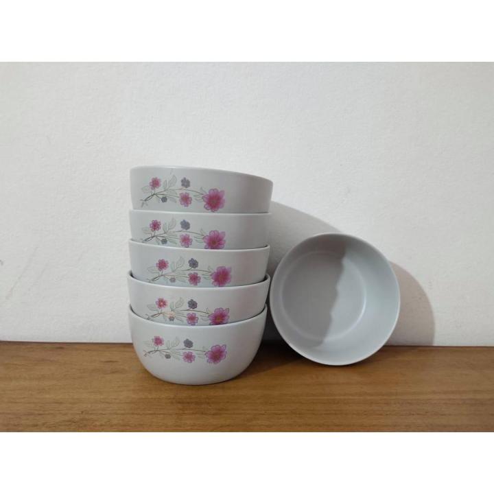 6 Pcs Ceramic Dinner Deep Curry Bowl Set ,Soup Bowl, Rejala Bowl Set, Gift And Home Decoration - 6 Pcs Ceramic Curry Bowl/Bati Off White With Print. CD:R00.