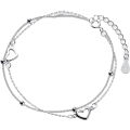 Round Bead Love Bracelet Heart Hand Decorated Double Design Sweet 925 Silver Plated Chain Bracelet for Women Girls Gifts.