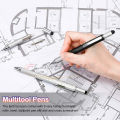 1 PC 6 in1 Multifunctional Screwdriver Ballpoint Pen Touch Screen Metal Gift Ruler Spirit Level Creative Stationery Gift Touch Screen Stylus Design Tool School Office Stationery Pens.