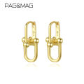 PAG MAG Creative U-Shaped Earrings S925 Silver Ear Buckle French Design Metallic Ins Wind Earrings Female Wholesale.