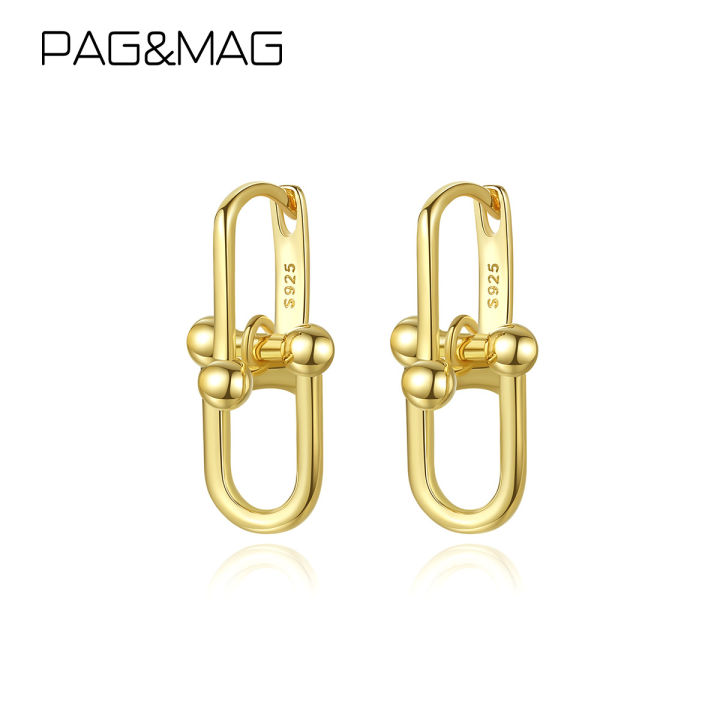 PAG MAG Creative U-Shaped Earrings S925 Silver Ear Buckle French Design Metallic Ins Wind Earrings Female Wholesale