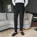 Business Pants Straight Bottoms Streetwear Washable Buttons Suit Pants Men Pants for School. 