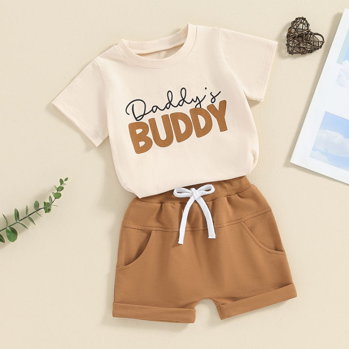 Toddler%20Kids%20Clothes%20Boys%20Summer%20Letter%20Print%20Short%20Sleeve%20T-Shirts%20Tops%20Drawstring%20Shorts%20Newborn%20Set%20Tracksuits%20Outfits%20-%20Image%202